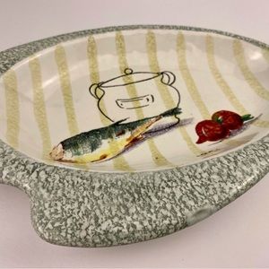 Italian ceramic serving dish, MCM kidney shaped small platter, vintage